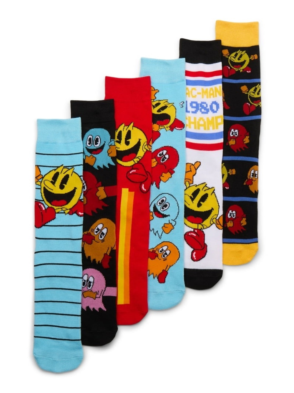 Pac-Man Colorful Crew Socks 6-Pack - Multi Color